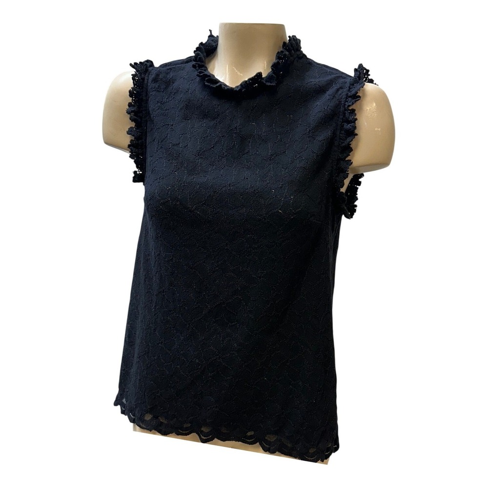 Everleigh Lace Blouse Womens Medium Black Excellent Mock Neck Sleeveless BE19816